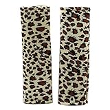 ヒョウ柄車の安全シートベルトカバーショルダーパッドベージュブラウンペア