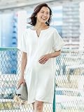 Angeliebe エンジェリーベ マタニティ ワンピース 授乳口付き キーネック ワンピ 妊婦服 産前 産後 半袖 フリー オフ 21923 21923100