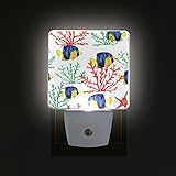 Alaza LED Night Light withスマートDusk to Dawnセンサー、Marine魚プラグin Night Light Great Forベッドルームバスルーム、廊下、階段また