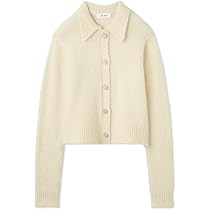 Amazon | [ミラオーウェン] 金釦短丈アルパカニットカーデ