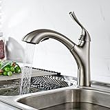 Fapully Commerical Pull Out Sprayer Kitchen Sink Faucet,Single Handle Kitchen Faucet Brushed Nickel 