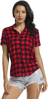 Blouses Plaid Button Down Shirt Casual 