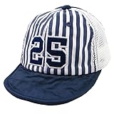 LeafIn ベビー 帽子 キッズ ハット キャップ 野球帽 メッシュ 通気 日よけ 紫外線対策 UVcut帽子 ストライプ 数字 男女兼用 子供用ボールキャップ (M, ネイビー)