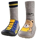 ［キロフライ］kiloflyベビー幼児の少年少女のノスキッドゴムスリッパソックスバリューパック[2点セット]