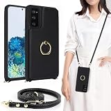 Galaxy S20 ケース ショルダー リング付き ストラップケース スマホケース ショルダーケース ポシェット Galaxy S20 5G ケース SC-51A docomo SCG01 au 対応 SC51Aケース SCG01 エス20 カバー サムスン ギャラクシーS20スマホケース 適用 case iCoverCase カードケース スタンド 斜め掛け 携帯カバー ブラック