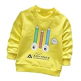 三番目の店　幼児 キッズ ガールズ ボーイズ ロングスリーブドルフィンソフトトップスTシャツ暖かい服 (90, イエロー)