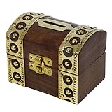 セーフお金ボックス木製貯金箱トレジャーChest for Boys Girls &大人、12セット