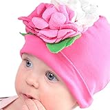 幼児赤ちゃん女の子ピンクソフトニット帽子Cap with Felt Flowers カラー: ピンク