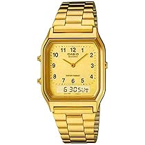 ジムビーム！カシオ腕時計 Amazon.co.jp: Casio レトロなデュアルタイム腕時計 シルバー AQ