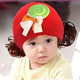帽子 ベビー　キャップ キッズ　子供ハット かつら ウィッグ 付き 新生児 女の子 ヘアバンド ヘアアクセサリー 美しい花 (G)