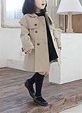 Candykids キッズトレンチコート ガールズ アウター 子供向きコート ジャケット ロングコート Pコート トレンチコート 春・秋向きアウター コート (100cm)