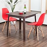 【ダイニングセット 2人】デザイナーズ・デザイン ★ イームズチェア カフェスタイル 2人用 ダイニングテーブルセット DSW 3点セット シェルチェア リプロダクト 色：レッド