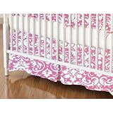 SheetWorld - Crib Skirt (28 x 52) - Pink Damask - Made In USA by sheetworld