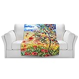 ブランケットウルトラソフトFuzzy 4サイズ！DIANOCHEデザインからby Karen Tarlton Provence POPPIESホームDecor Unique Designer芸術的スタ