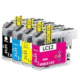 【SMILE CAT】ブラザー用LC12洗浄液 LC12-4PK互換クリーニングカートリッジ（BK/C/M/Y) 4色セット 強力 クリーニング液 対応機種 :DCP-J525N / DCP-J540N / DCP-J725N / DCP-J740N / DCP-J925N / DCP-J940N-B/DCP-J940N-W/MFC-J5910CDW など