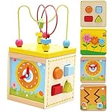 Frealm 5 in 1教育玩具多機能木製アクティビティセンターwithビーズ迷路キューブプレイセットfor Baby Infants