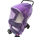 [Jiyaru] 2点セットベビーカー蚊帳 虫除け 安全なメッシュ　虫よけカバー Purple