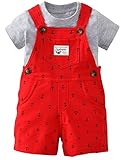 ARAUS　子供　サロペット　Tシャツ　2点セット　半袖　オーバーオール　ズボンつり　動物つき　上着　ファッション　キッツ　ガールズ　ボーイズ　ベビー　おしゃれ　かわいい　柔らか　外出　春　夏　秋(9