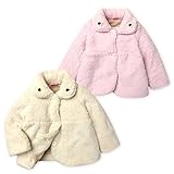 ベビー服 女の子 アウター ジャケット シープボア フラワーモチーフ装飾 女児 ベビー (2.ピンク/95cm)