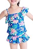 EOZY 女の子 水着 ビキニ 日焼け止め セパレート2点セット 調整可能 ベビー 子供用 キッズ 花柄 スイムウェア 海水浴 ビーチ ブルー 5