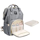 PomeloBest マザーズバッグ 新型 大容量ママリュック ベビー用品収納 保温機能ポケット おむつ替えシート付き 出産お祝い (グレーチェック)