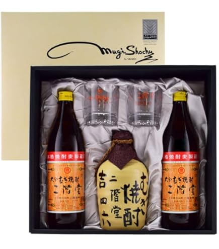 Amazon.co.jp: 二階堂 むぎ焼酎・吉四六(壺)セットグラス付き 大分麦