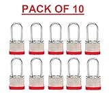 Beisen Hardware™ 南京錠 10個入りボックス 長いシャックル (1 7/8インチ) ラミネート加工 スチール製 南京錠のマルチパック