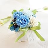 【ベルシック】 プリザーブドフラワー　ミディアンローズ　ブルー　 枯れないお花　お祝・お見舞い　クリアケース付