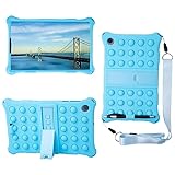 ソフトシリコンバブルタブレットケース、対応Lenovo Tab M10 HD 第2世代 TB-X306F TB-X306X 10.1インチ対応、ショルダーストラップ付き(Sky Blue)
