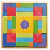 Grimm's Large Standard Building Set - Wooden Modular Blocks, 46 Pieces in 17-inch Storage Tray (4x4 