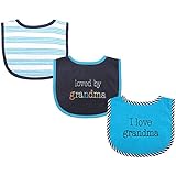 Luvable Friends 3 Piece Drooler Bibs with Fiber Filling for Boys, I love Grandma by Luvable Friends