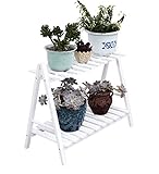 ZENGAI 小さいサイズ フラワーポットラック 無垢材 屋内および屋外 2層 省スペース 多肉植物 植物 ディスプレイスタンド、3サイズ/2色 フラワースタンド (色 : 白, サイズ さいず : 