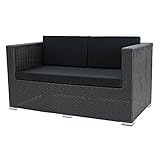 人工ラタンソファ 2人掛け 黒 ラブソファ 2P 籐 家具 ファニチャー インテリア おしゃれ リビング sofa ソファー 椅子 チェア 南国 アジアン バリ風 リゾート ホテル ベランダ バルコニー テラス 庭 ガーデン ラタンチェア 