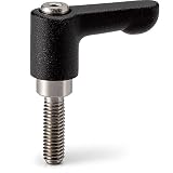 NBK 機械要素部品 ミニクランプレバー(おねじ)フラットタイプ LHCMS-4-12-BK (黒)