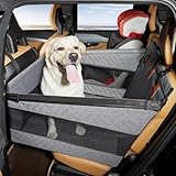 Cavoyo【犬旅推薦】犬 ドライブボックス 犬 車用ベッド 後部座席 中/大型犬 2匹 高耐久構造 防水 強化底板入り 型崩れしない 飛び出し防止リード付 犬 車 シート ペットドドライブベッド 犬 折り畳み 耐摩 滑り止め 汚れ防止 カーシート マット ハンモック 軽自動車 全車種 猫 犬車に乗せるグッズ キャンプ旅行 全種犬 多頭飼い 花見 春 桜 お出かけ (グレー, L)