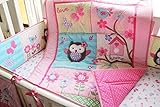 Pink Owl Bird 7pcs crib set Baby Bedding Set Crib Bedding Set Girl Boy Nursery Crib Bumper bedding [