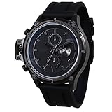 DGW02S-BK DARK HOUR メンズ 日本製ムーブメント 5気圧防水 ステンレス製 50mmビッグケース サイクリング 【ボタンが手の甲に当たらない反転リューズデザイン】 アウトドア シリコンベルト リューズガード装備 保証書 専用ボックス