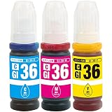 Canon キャノン GI36 (C/M/Y)【カラー3色セット】【全色顔料】 最新 互換 インクボトル 36 GI-36C GI-36M GI-36Y インク 純正と併用可能 (対応機種: GX7030 / GX6030 / GX5030)【STAR JET製】