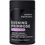 Sports Research Evening Primrose Oil 1300mg 120 Liquid Softgels; Helps Maintain Healthy Skin, Prostaglandin levels GMO & Glut