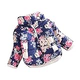 パーマン子供用女の子花コートジャケット冬厚手トップウエストコート服コート カラー: ブルー
