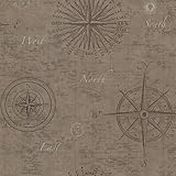 Beacon House 2604-21214 Navigate Vintage Compass Wallpaper, Wheat [並行輸入品]