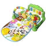 Aeroorベビージム プレイマット 音楽 おもちゃ付き ベッドメリーベビージム 0か月~ 赤ちゃん 幼児 ベビー ジム メリー 男女共用 取り外す可能 知育おもちゃ 幼児用寝具 出産祝い 新生児 3ヶ月から対象 (グリーン,A)