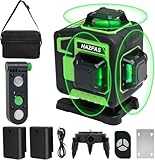 レーザー墨出し器、墨出しレーザー、3Dグリーンレーザー墨出し器、2x360°、水平器 レーザー ビルドとアライメント用、充電式バッテリー、リモコン、磁気回転スタンド レーザー安全基準:クラス2 8ライン