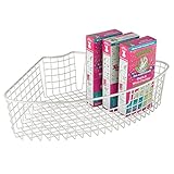 mDesignキッチンLazy Susanワイヤストレージバスケットハンドル付きfor canned goods、Jar, Boxed Foods – 1 /4ウェッジ、マットホワイト