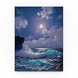 波under the moon 1 by Anthony Casay、24 x 81 cmキャンバス壁アート