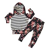 NiceYY 子供服 男の子 パジャマ 花柄 スカル ボーダー柄 ルームウェア プリント フード付き 上下セット キッズ ベビー服 長袖 幼児 部屋着 秋 冬 (110cm)