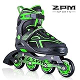 インラインスケート ジュニア 子供 キッズ ローラースケート 男の子 初心者 向け Inline skate サイズ調整可能 (グリーン, S)