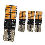 T10 W5W CANBUSキャンセラー内蔵LED DC12V 4014SMD 24連 無極性ポジション ナンバー灯 アンバー 両面発光 4個セット