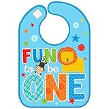 Amscan One Wild Boy 1st Birthday Vinyl Baby Bib 13 x 10 Blue [並行輸入品]