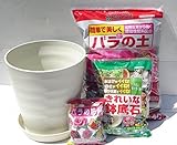 バラの植え替えセット　10号　鉢、土、肥料、皿、鉢底石セット